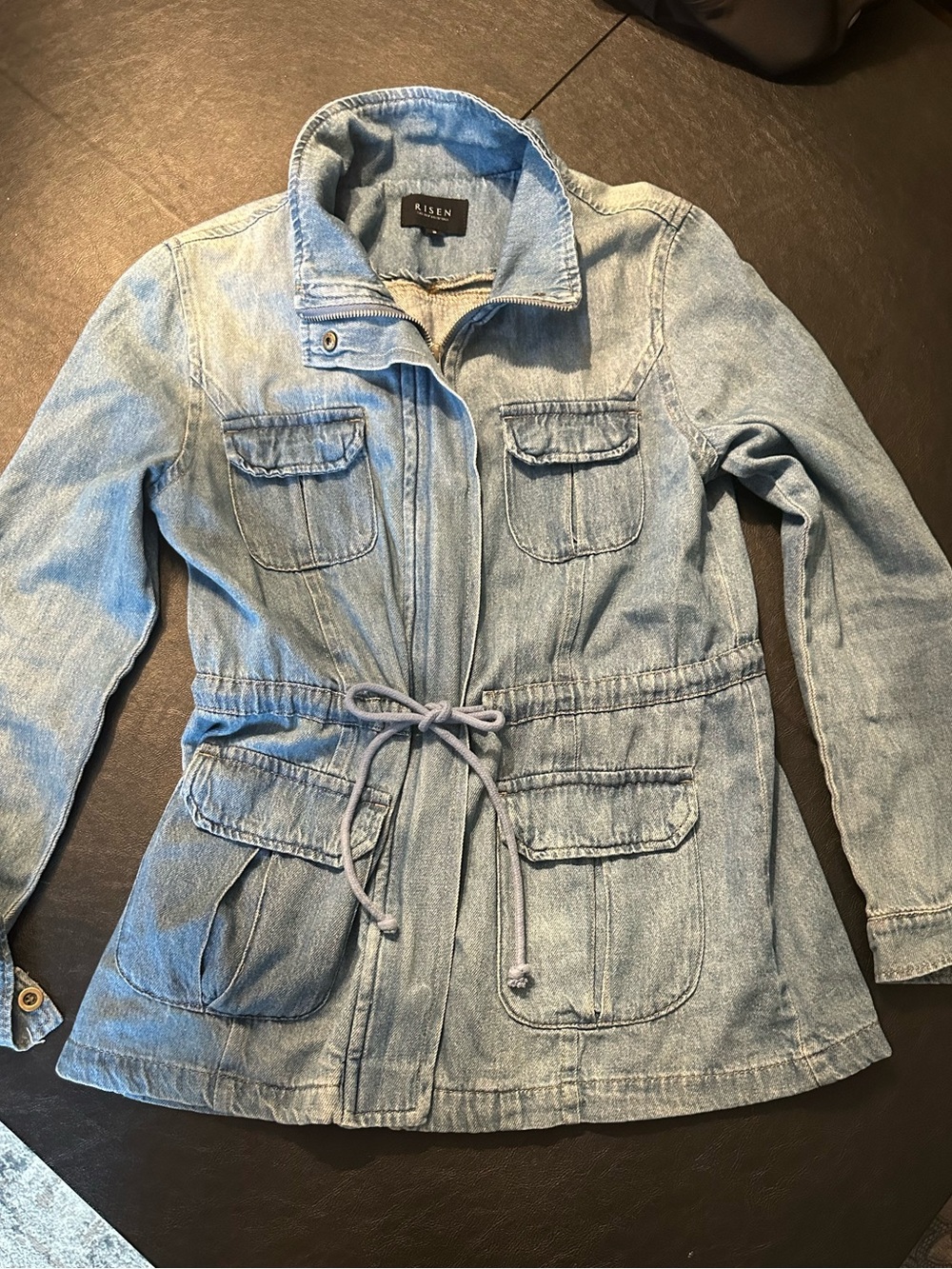NWOT! Risen Light Blue Denim Drawcord Jacket